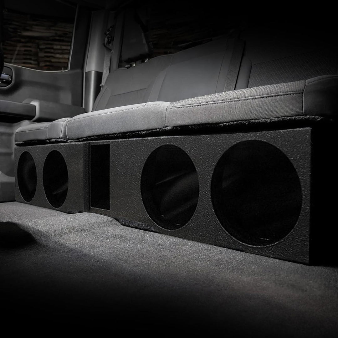 QBOMB Quad 8" Slot Ported Subwoofer Enclosure - Fits 2007-24 Chevy/GMC Crew Cab