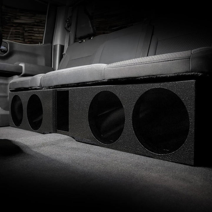 QBOMB Quad 8" Slot Ported Subwoofer Enclosure - Fits 2007-24 Chevy/GMC Crew Cab