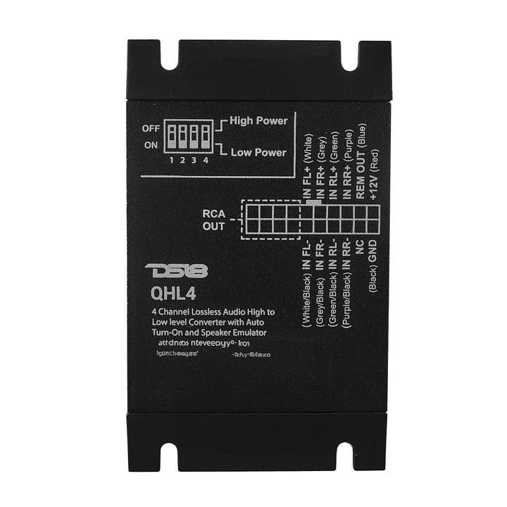 DS18 QHL4 4-Channel Lossless Audio Line Output Converter with Auto Turn-On and Speaker Emulator