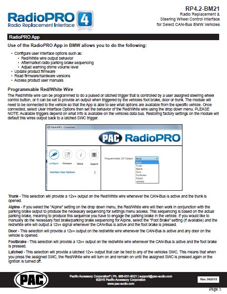 Pac-Audio RP4.2-BM21 Radio Replacement Interface Module for Select 2006-2015 BMW Vehicles