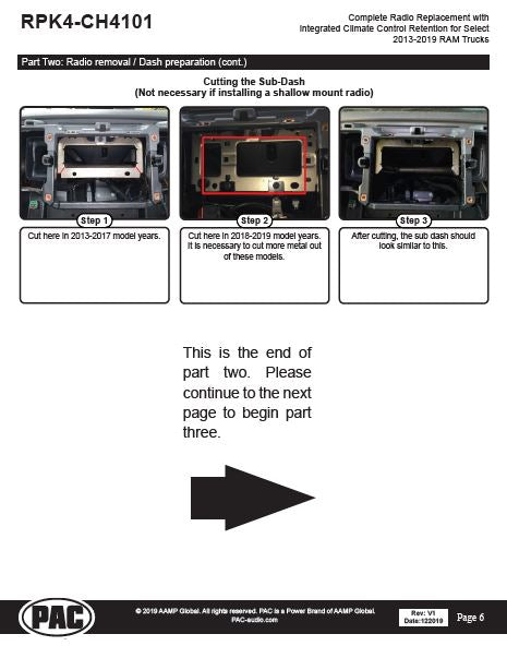 Pac-Audio RPK4-CH4101 Radio Replacement Kit with Climate Controls for Select 2013-2019 Dodge Ram Trucks with 8" Display Screen