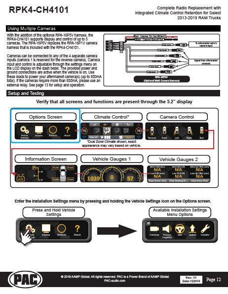 Pac-Audio RPK4-CH4101 Radio Replacement Kit with Climate Controls for Select 2013-2019 Dodge Ram Trucks with 8" Display Screen