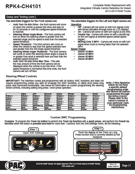 Pac-Audio RPK4-CH4101 Radio Replacement Kit with Climate Controls for Select 2013-2019 Dodge Ram Trucks with 8" Display Screen