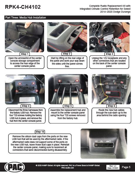 Pac-Audio RPK4-CH4102 Radio Replacement Kit with Climate Controls for Select 2014-2020 Dodge Durango