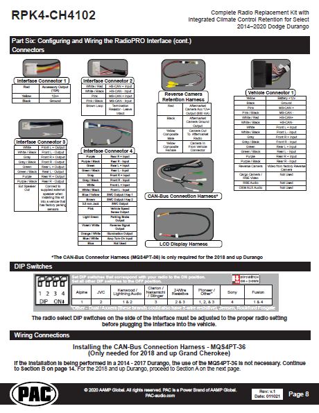 Pac-Audio RPK4-CH4102 Radio Replacement Kit with Climate Controls for Select 2014-2020 Dodge Durango