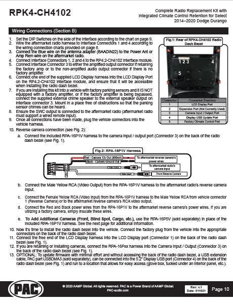 Pac-Audio RPK4-CH4102 Radio Replacement Kit with Climate Controls for Select 2014-2020 Dodge Durango