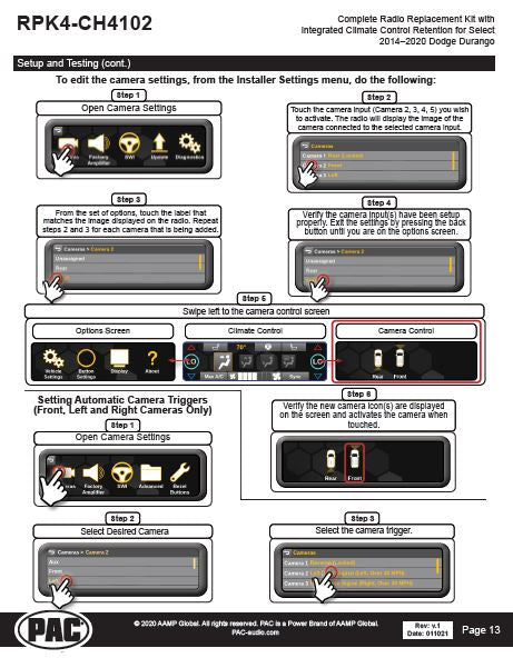 Pac-Audio RPK4-CH4102 Radio Replacement Kit with Climate Controls for Select 2014-2020 Dodge Durango