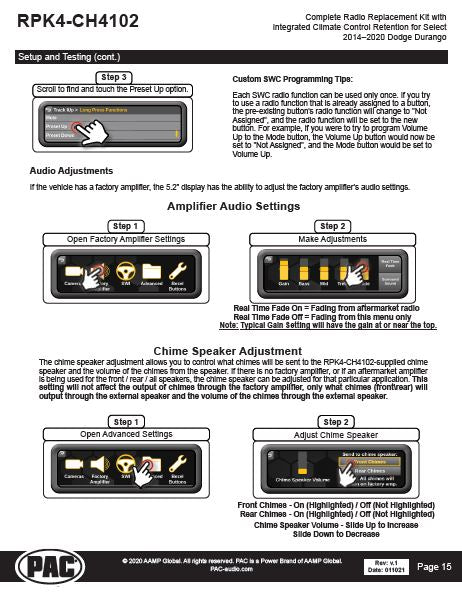 Pac-Audio RPK4-CH4102 Radio Replacement Kit with Climate Controls for Select 2014-2020 Dodge Durango