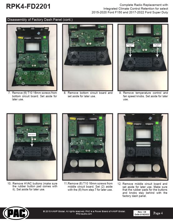 Pac-Audio RPK4-FD2201 Radio Replacement Kit with Climate Controls for Select 2015-2020 Ford F-150, F-250, F-350, F-450 or F-550 Pickup Trucks