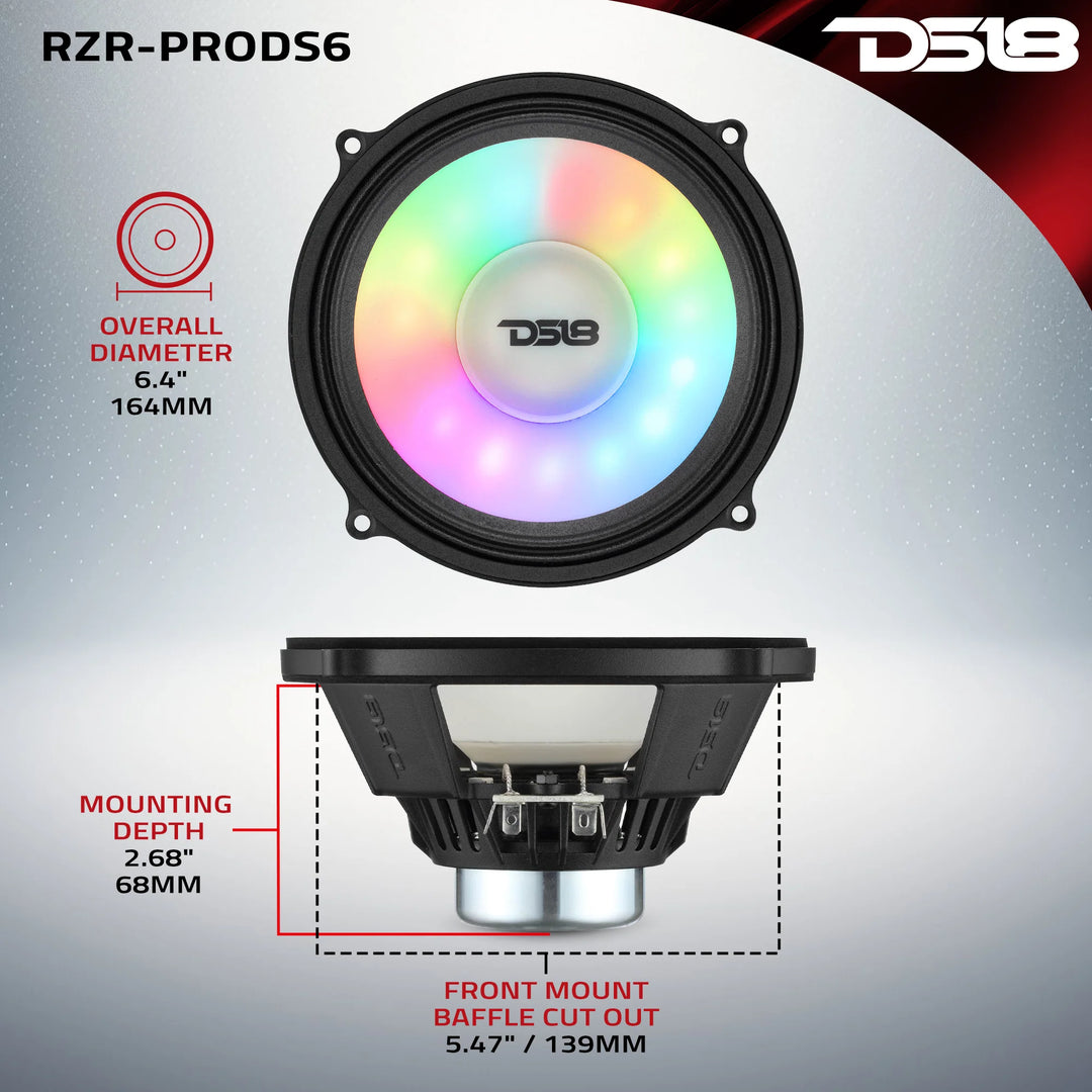 DS18 OEM Dashboard Speakers with LEDs - Fits 2020-Up Polaris RZR-PRO