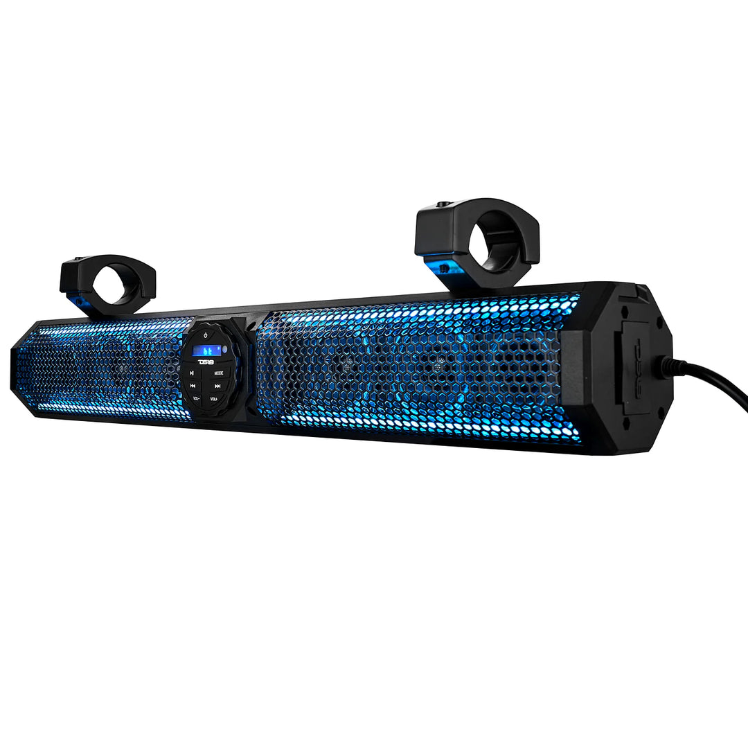 DS18 26" Amplified Marine Sound Bar with Built-in Bluetooth Connectivity and LED Lights - 100 Watts Rms 6 Speaker System