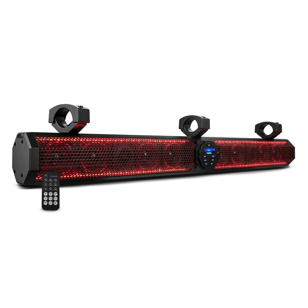 DS18 37" Amplified Marine Sound Bar with Built-in Bluetooth Connectivity and RGB Lights - 200 Watts Rms 10 Speaker System