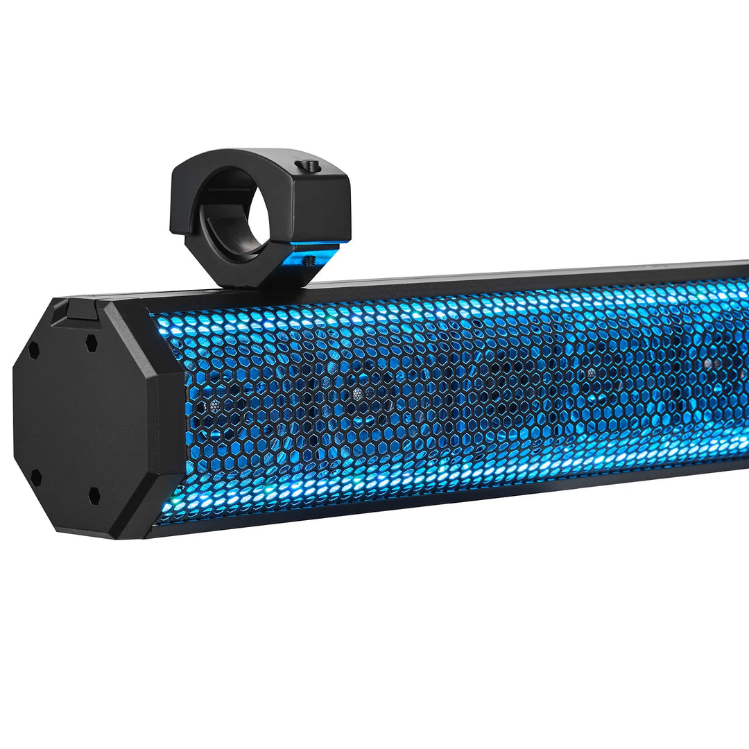 DS18 37" Amplified Marine Sound Bar with Built-in Bluetooth Connectivity and RGB Lights - 200 Watts Rms 10 Speaker System