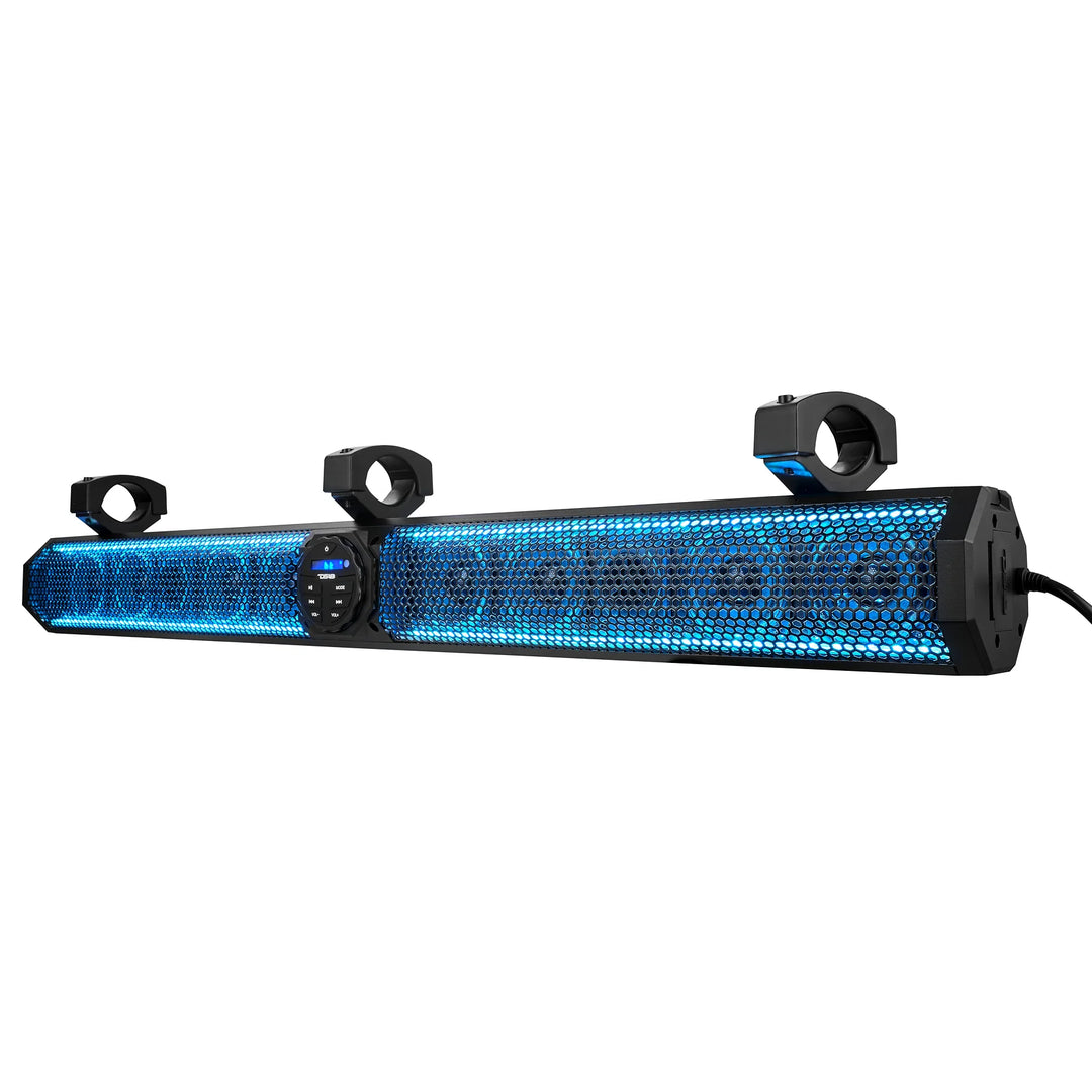 DS18 37" Amplified Marine Sound Bar with Built-in Bluetooth Connectivity and RGB Lights - 200 Watts Rms 10 Speaker System