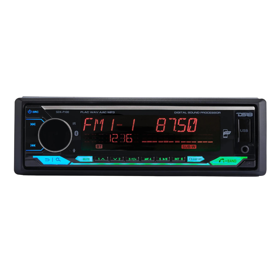 DS18 SDX-P100 Single Din Digital Media Receiver with Built-in DSP, Bluetooth, Aux Input and USB