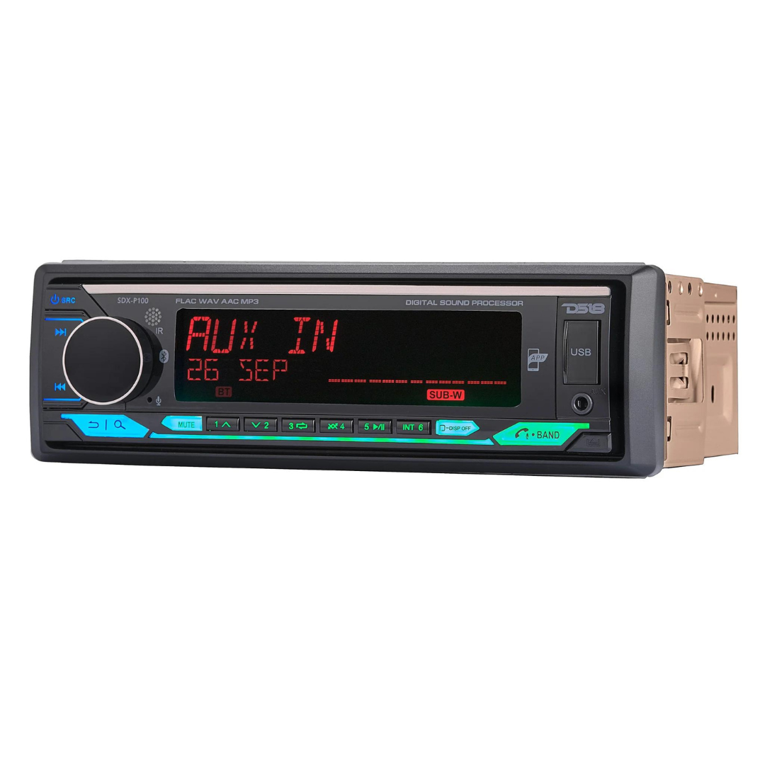 DS18 SDX-P100 Single Din Digital Media Receiver with Built-in DSP, Bluetooth, Aux Input and USB