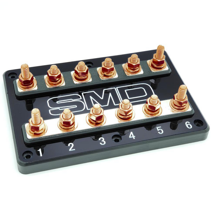 SMD Six 6 Slot ANL Fuse Block with 100% Oxygen-free Copper Hardware and Clear Acrylic Cover - Made In the USA