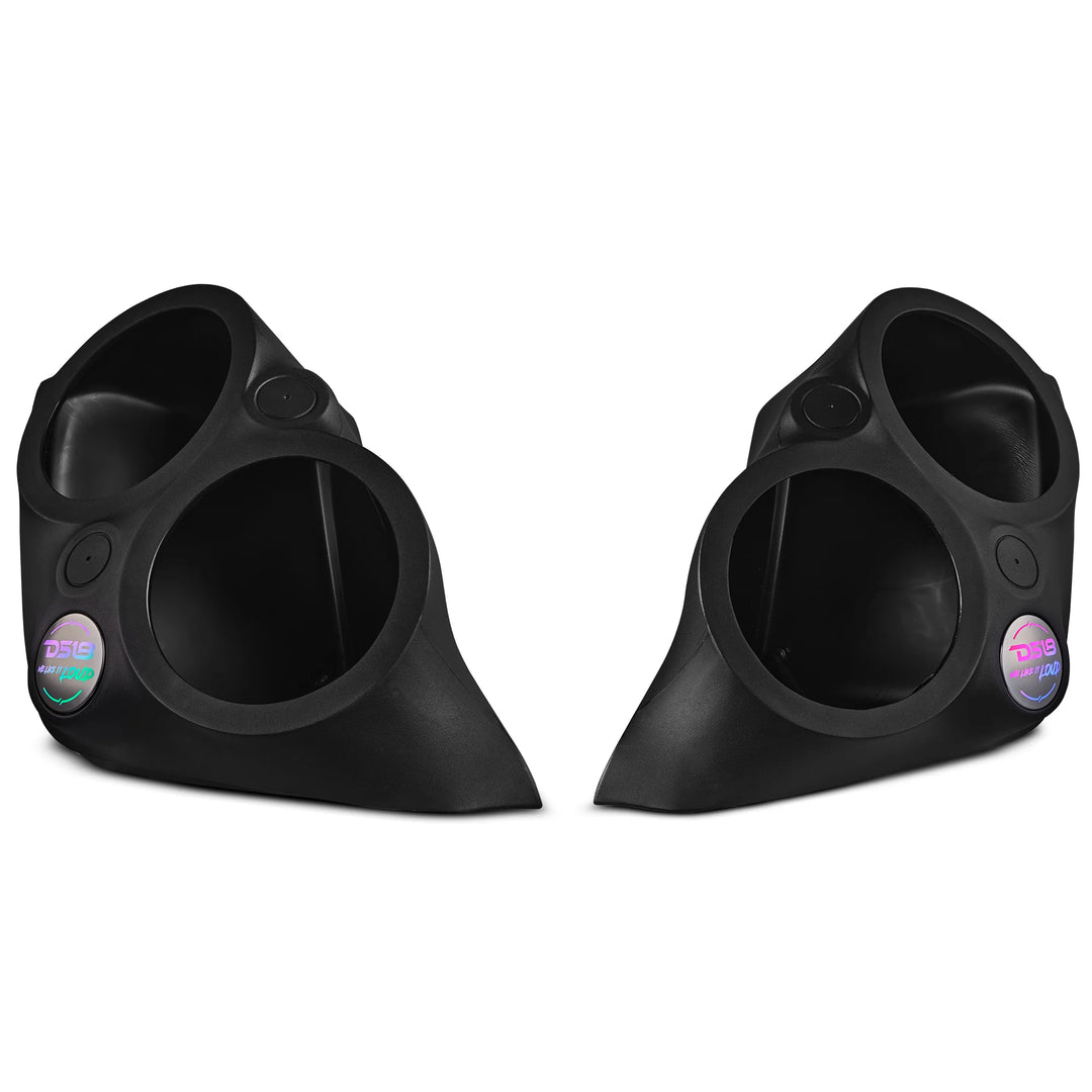 2015-up Polaris Slingshot - DS18 SLG-F82 Outside Fender Pods with LED Lights - Fits 4x 8" Speakers and 4x 2.3" Tweeters