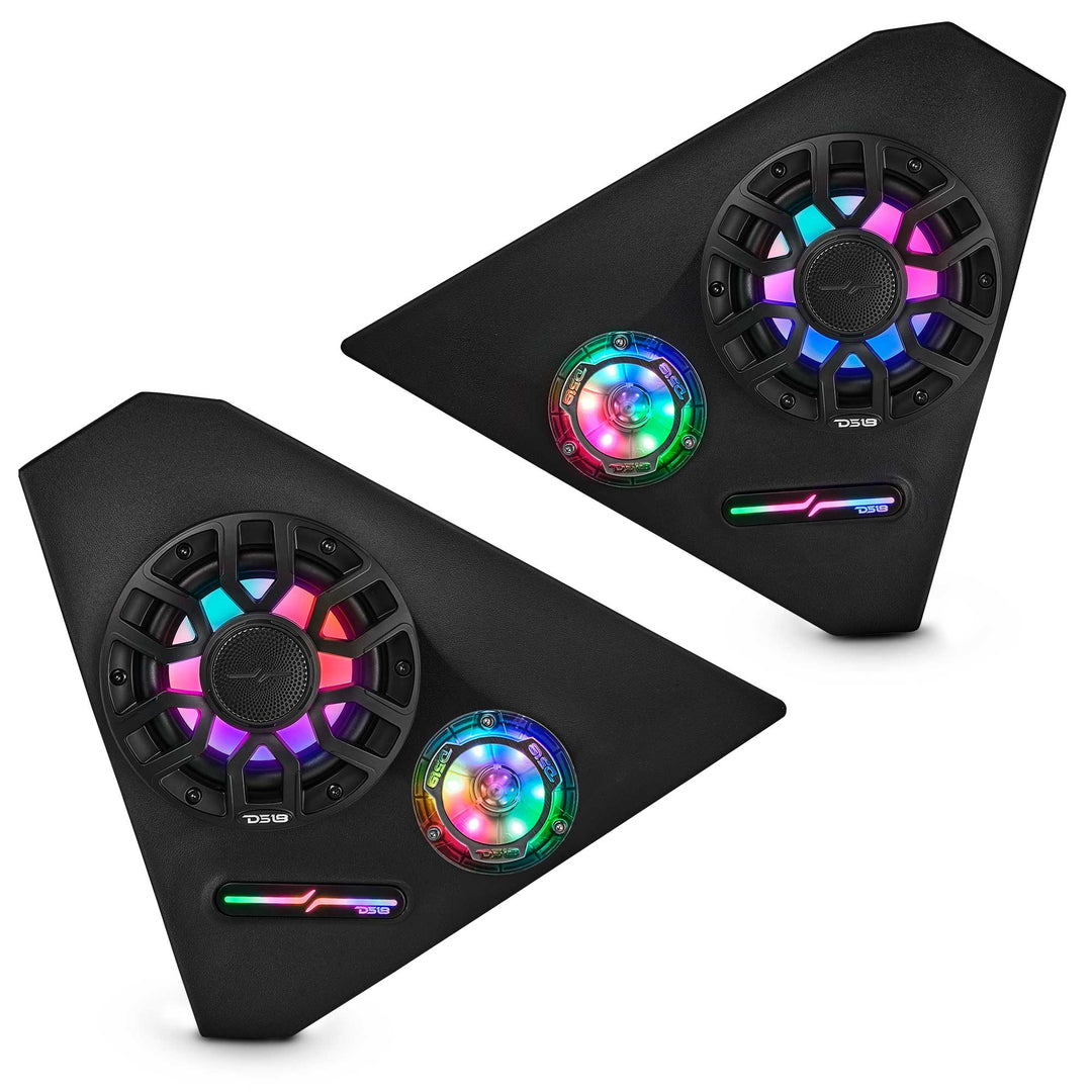 2015-up Polaris Slingshot - DS18 Kick Panel Speaker Pods with Digital LED Lights - Loaded with 2x 6.5" NXL-IQ6/BK and 2x PRO-TW1LD Tweeters