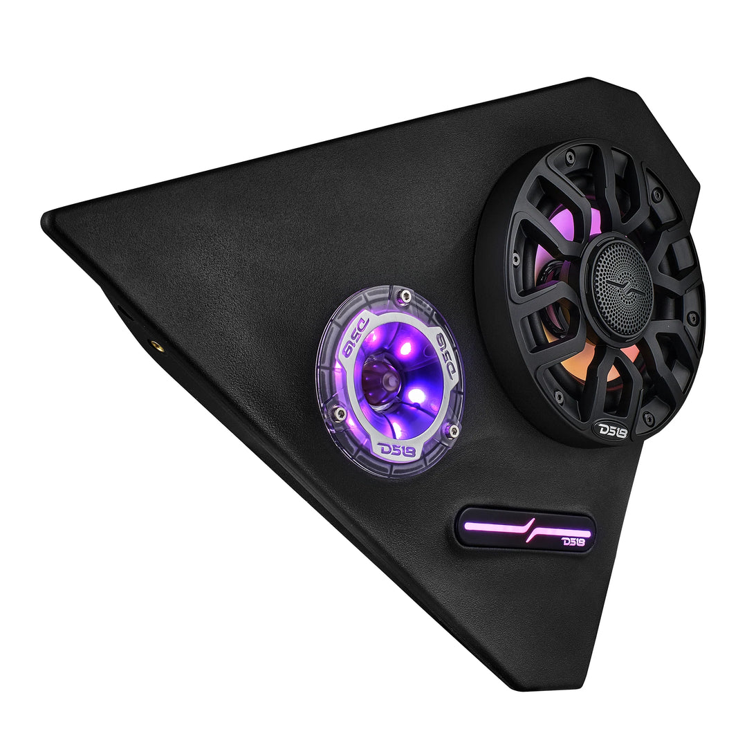 2015-up Polaris Slingshot - DS18 Kick Panel Speaker Pods with Digital LED Lights - Loaded with 2x 6.5" NXL-IQ6/BK and 2x PRO-TW1LD Tweeters