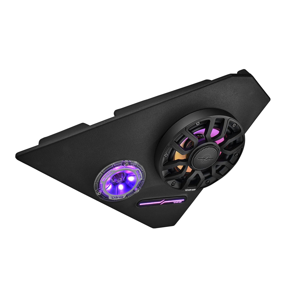 2015-up Polaris Slingshot - DS18 Kick Panel Speaker Pods with Digital LED Lights - Loaded with 2x 6.5" NXL-IQ6/BK and 2x PRO-TW1LD Tweeters