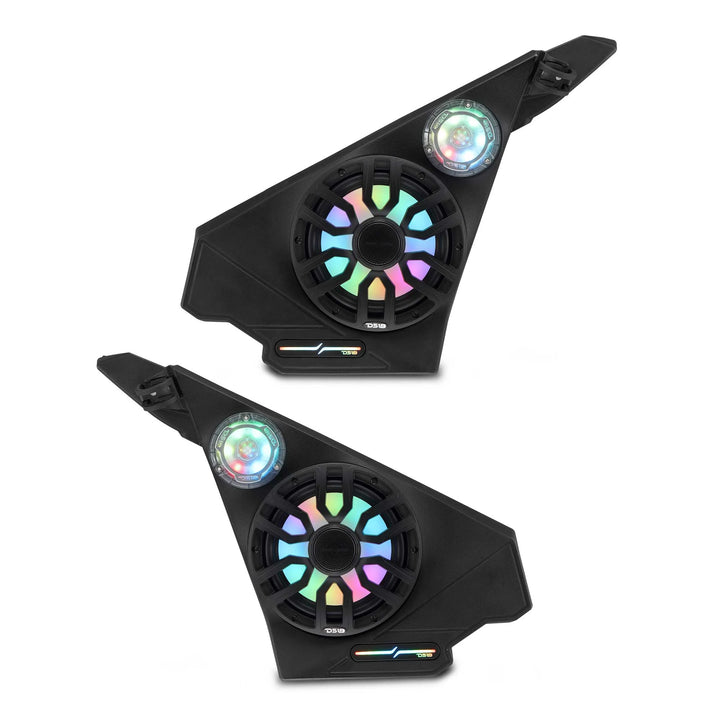 DS18 Kick Panel Speaker Pods with 2x 8" NXL-IQ8/BK and 2x PRO-TW1LD Tweeters - Fits 2020-Up Polaris Slingshot