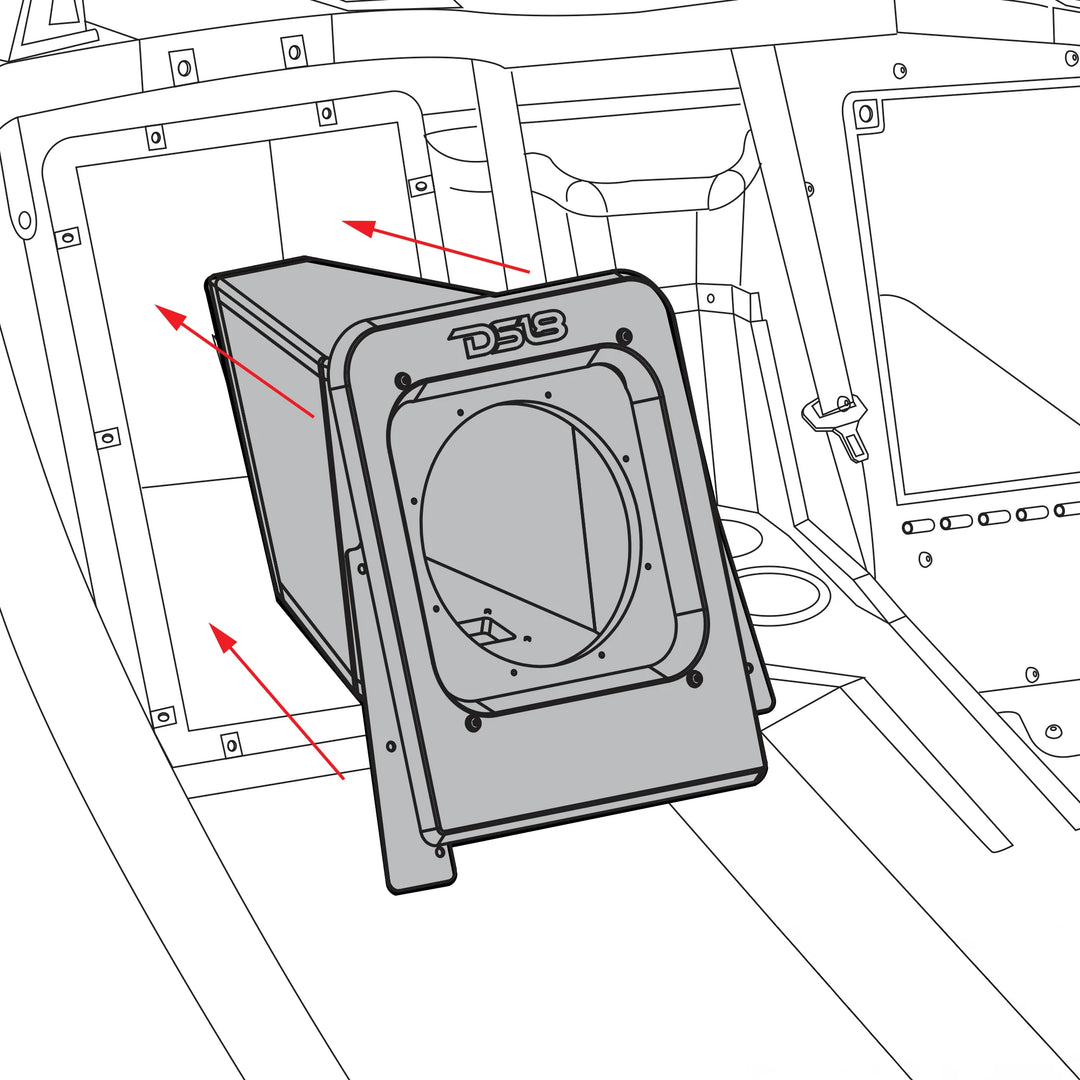 DS18 XL Sealed 10" Subwoofer Enclosure - Fits 2015-up Polaris Slingshot