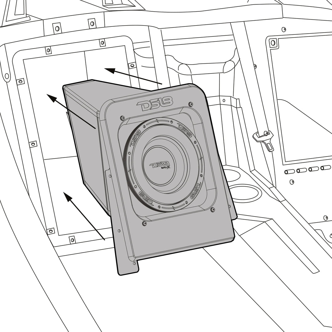 DS18 Sealed Enclosure with 10" Subwoofer - Fits 2015-up Polaris Slingshot