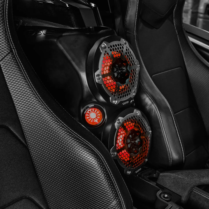 Polaris Slingshot 2015-2019 - Caja de consola central en cascada DS18 SLG-WFCC8 - Se adapta a 1 altavoz de 8" y 1 tweeter de 3,8"