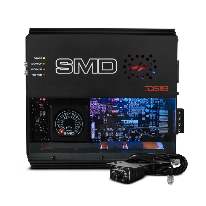 SMD 200.4AB 4-Channel Amplifier with VM-1 Voltmeter and Digital LED Lights - 4 x 200 Watts Rms @ 2-ohm