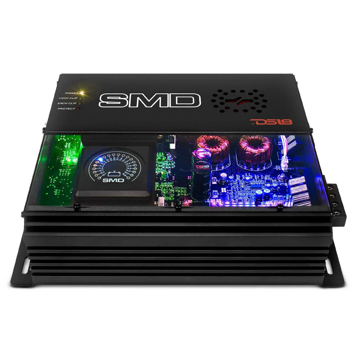 SMD 200.4AB 4-Channel Amplifier with VM-1 Voltmeter and Digital LED Lights - 4 x 200 Watts Rms @ 2-ohm