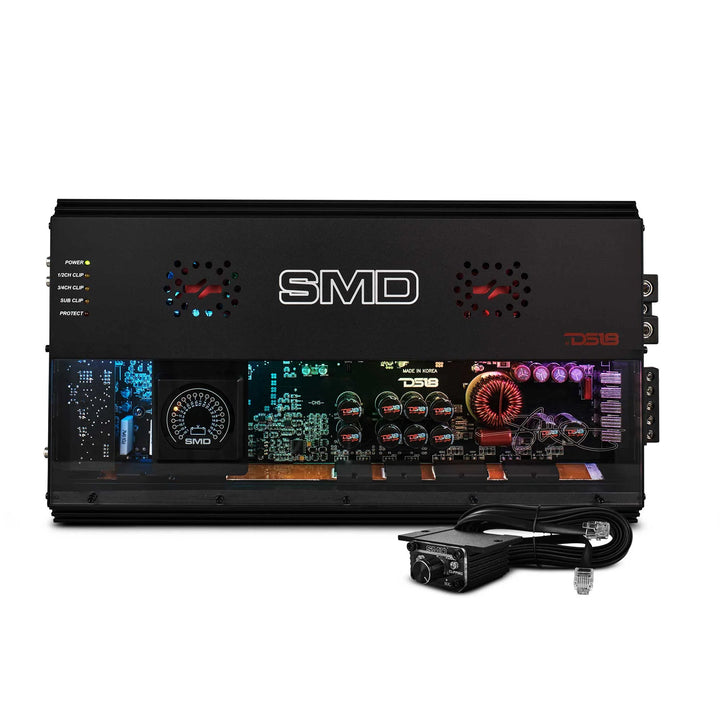 SMD 2800.5 5-Channel Amplifier with VM-1 Voltmeter and Digital LED Lights - 4 x 250 Watts Rms @ 2-ohm + 1 x 1800 Watts  Rms @ 1-ohm