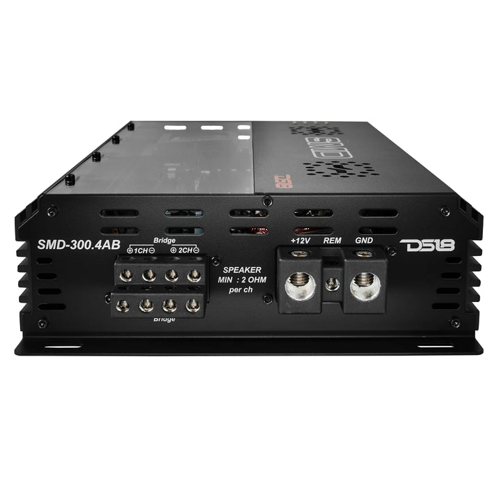 SMD 300.4AB 4-Channel Amplifier with VM-1 Voltmeter and Digital LED Lights - 4 x 300 Watts Rms @ 2-ohm