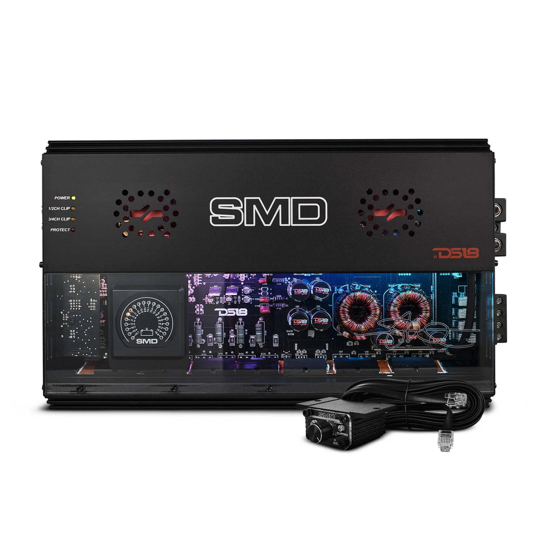 SMD 500.4AB 4-Channel Amplifier with VM-1 Voltmeter and Digital LED Lights - 4 x 500 Watts Rms @ 2-ohm