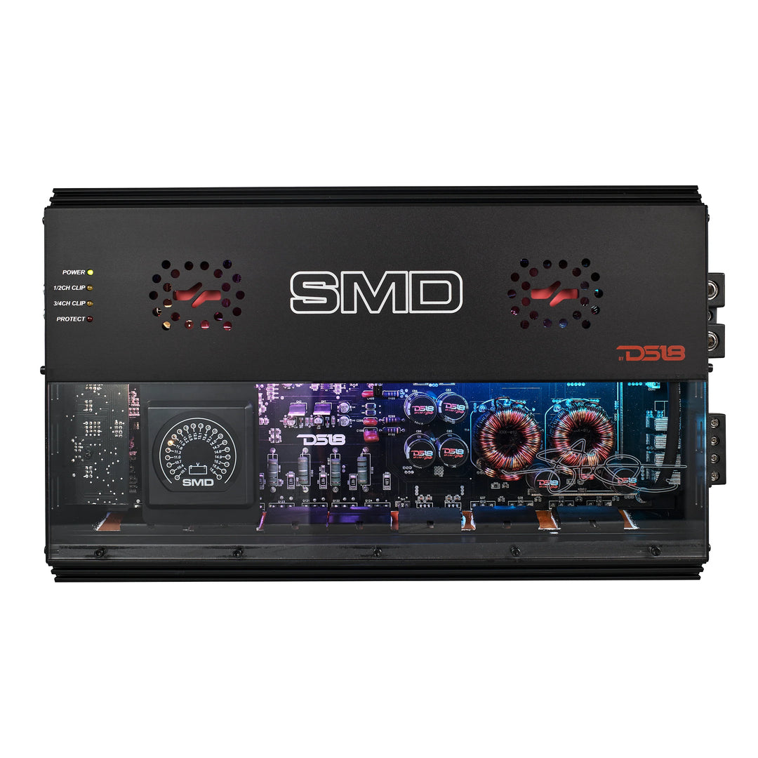 SMD 500.4AB 4-Channel Amplifier with VM-1 Voltmeter and Digital LED Lights - 4 x 500 Watts Rms @ 2-ohm