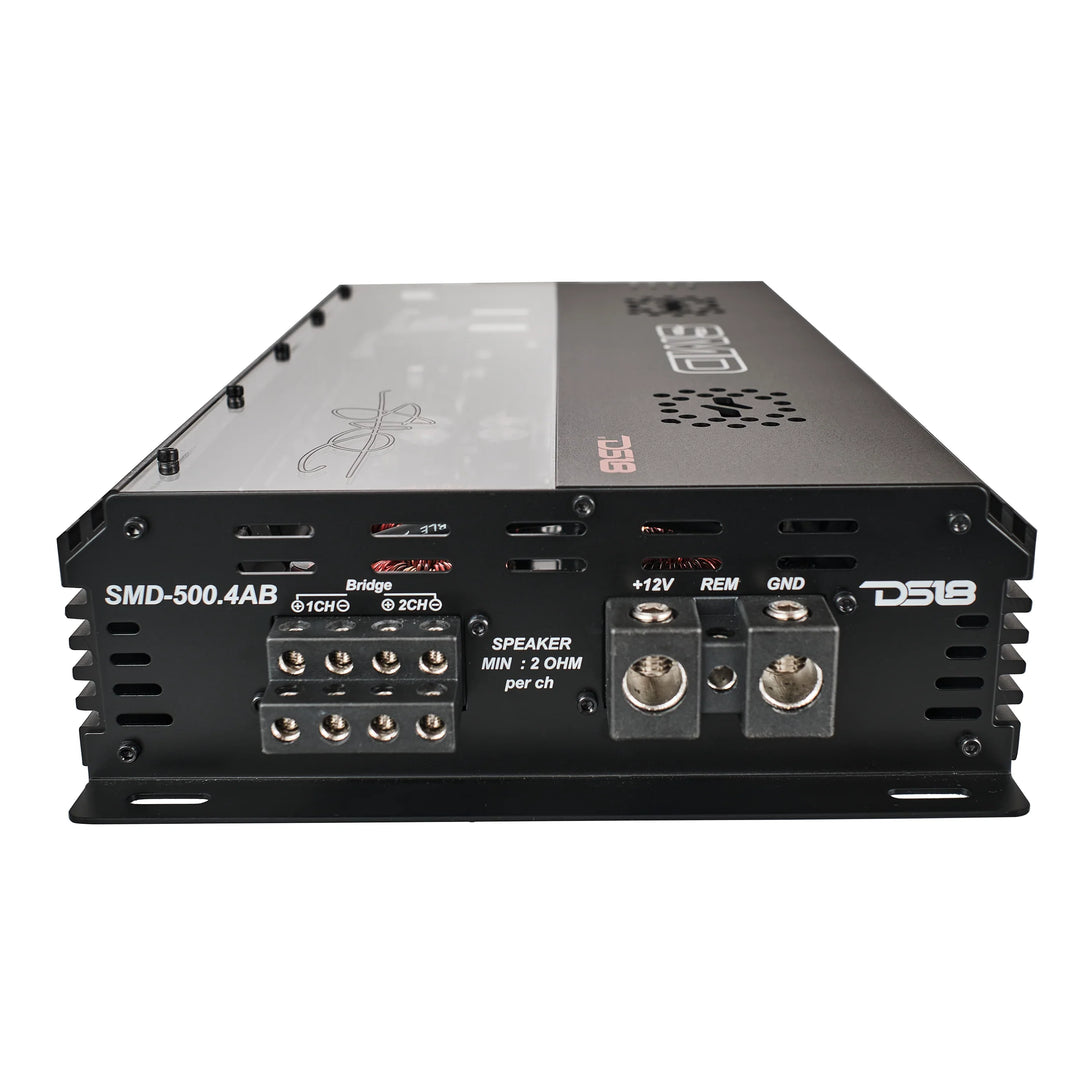 SMD 500.4AB 4-Channel Amplifier with VM-1 Voltmeter and Digital LED Lights - 4 x 500 Watts Rms @ 2-ohm