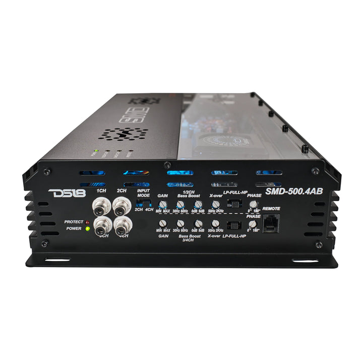 SMD 500.4AB 4-Channel Amplifier with VM-1 Voltmeter and Digital LED Lights - 4 x 500 Watts Rms @ 2-ohm