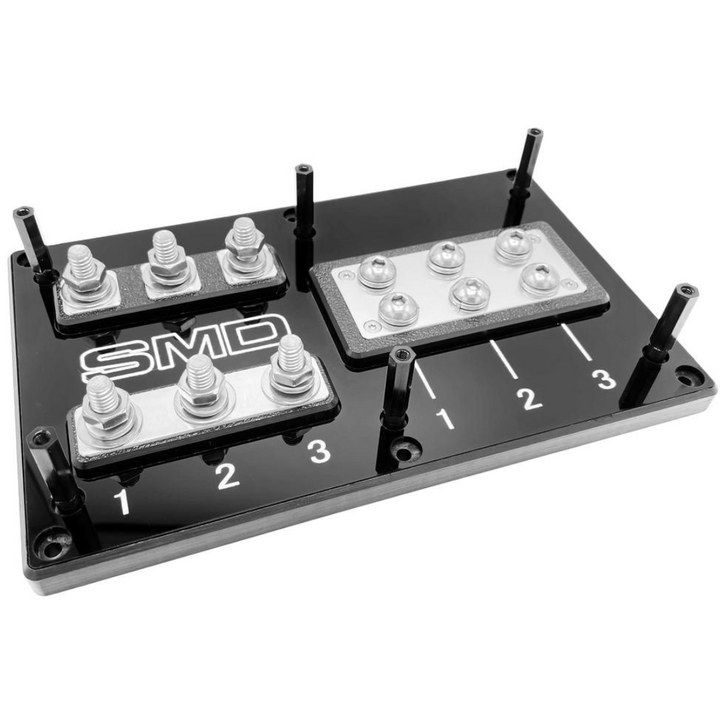 SMD 3 Slot ANL Fuse & Distribution Block with Polished Aluminum Hardware and Clear Acrylic Cover - Made In the USA