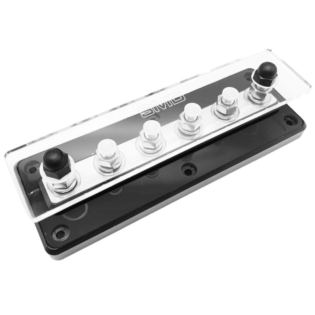 SMD UB-6 6 Spot Distribution Block with Stainless Steel / Aluminum Hardware and Clear Acrylic Cover - Made in the USA