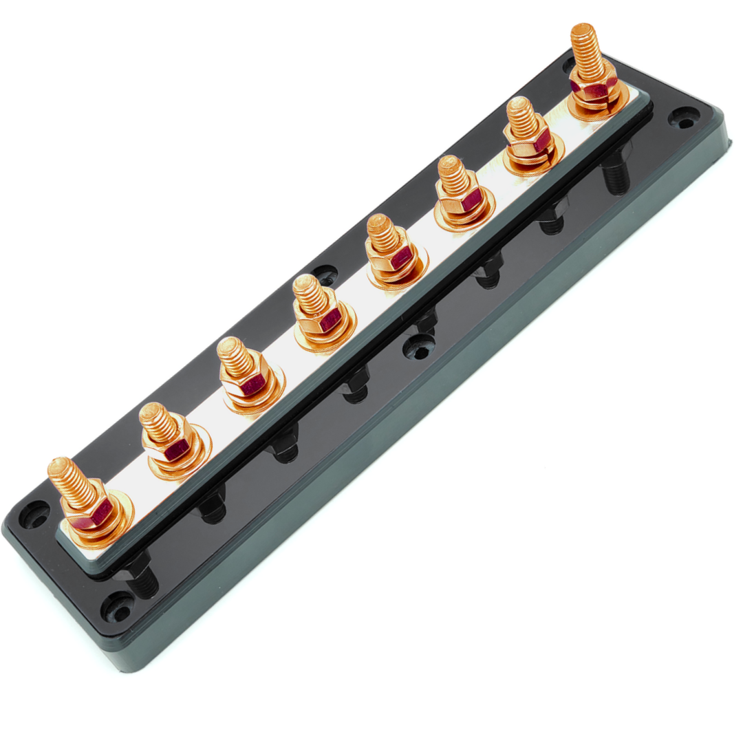 SMD UB-8 8 Spot Distribution Block with Oxygen-free Copper Hardware and Clear Acrylic Cover - Made in the USA