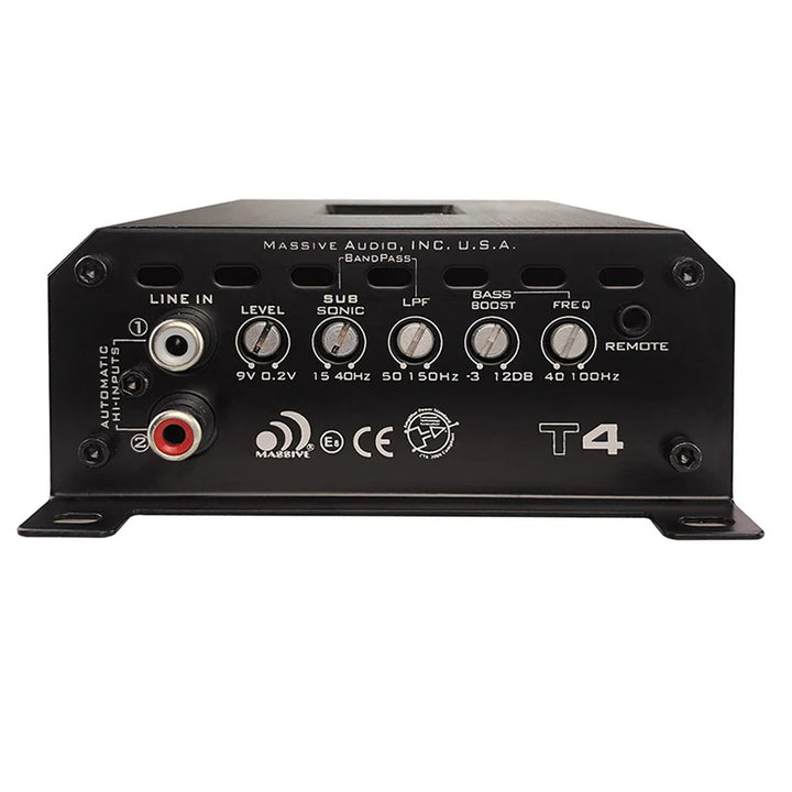 Massive Audio T4 Monoblock Marine Amplifier - 2000 Watts Rms @ 1-ohm