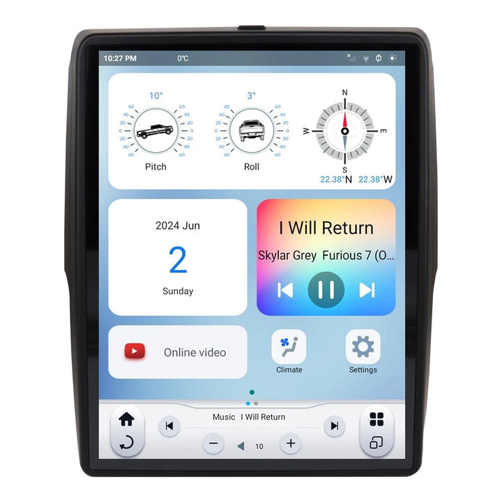 Linkswell T-Style Radio with 12.1" Touchscreen 6th Gen - Fits 2019-2024 Dodge Ram