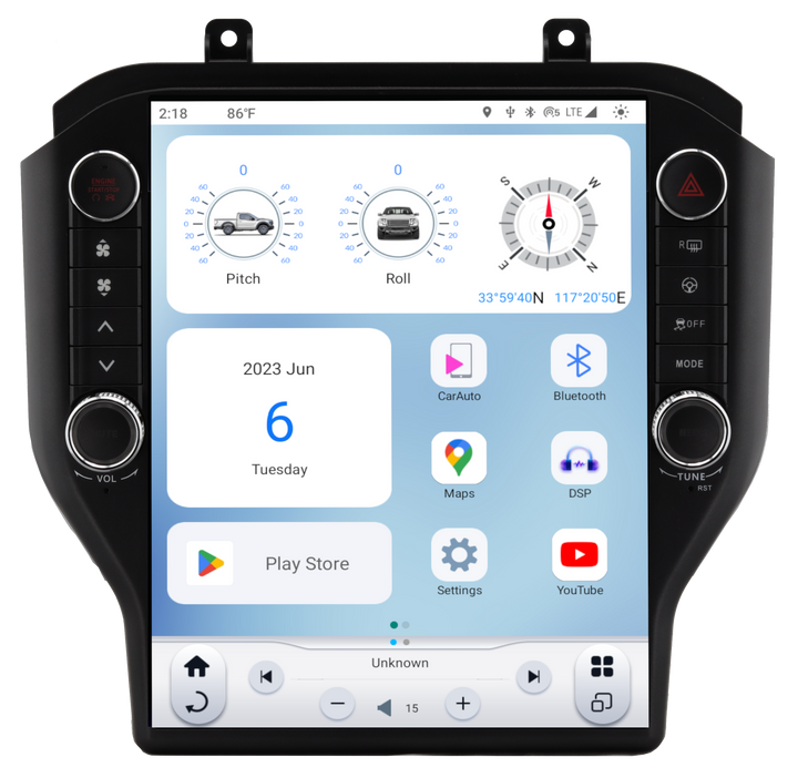 Linkswell T-Style Radio with 12.1" Touchscreen 6th Gen - Fits 2015-2023 Ford Mustang