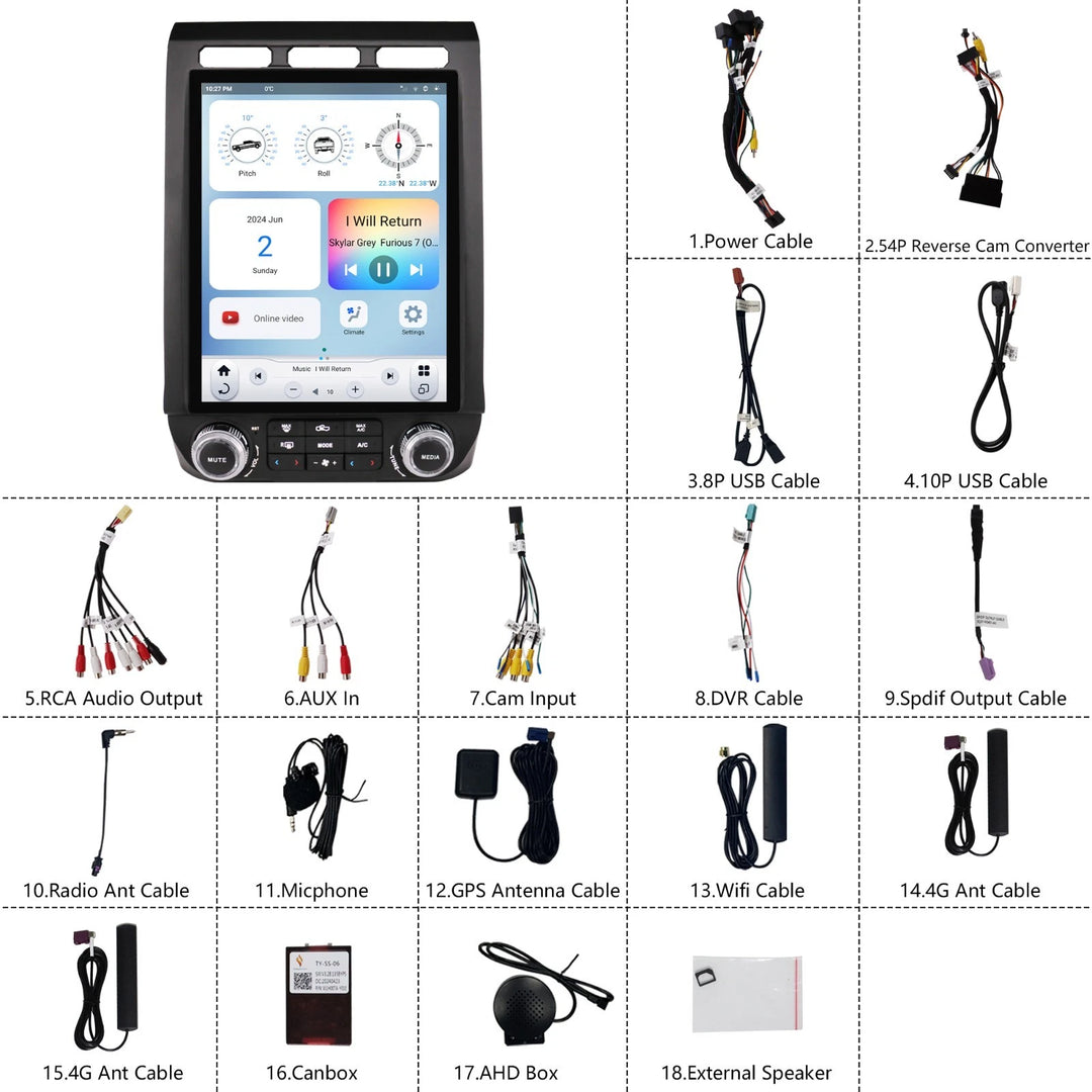 Linkswell T-Style Radio with 12.1" Touchscreen 6th Gen - Fits 2015-2020 F-150 / 2017-2023 Super Duty