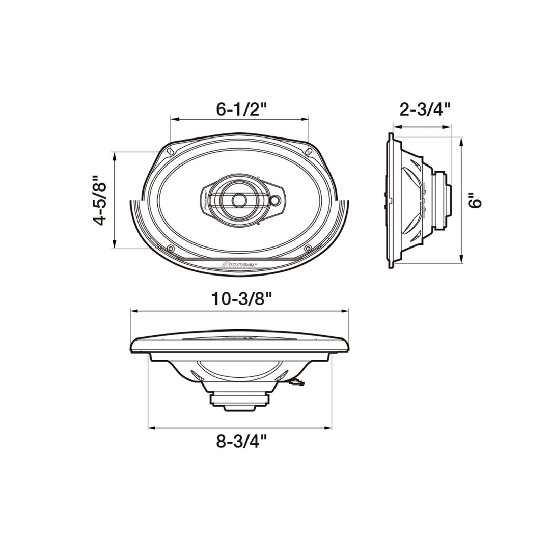 Pioneer TS-G6930F 6x9" 3-Way Coaxial Speakers - 45 Watts Rms 4-ohm