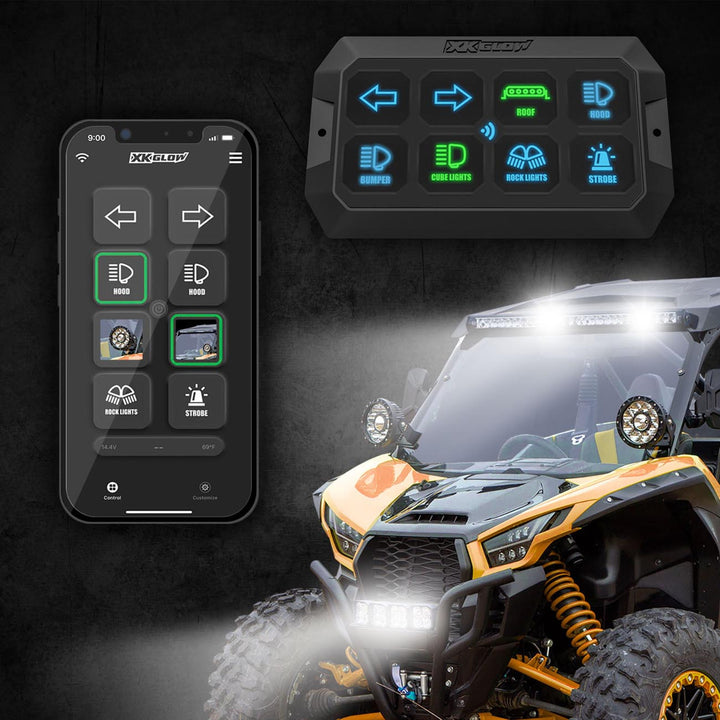 XKGlow XK-CMD-KIT XKcommand Off-road Bluetooth Switch Panel with Bluetooth-Controlled App