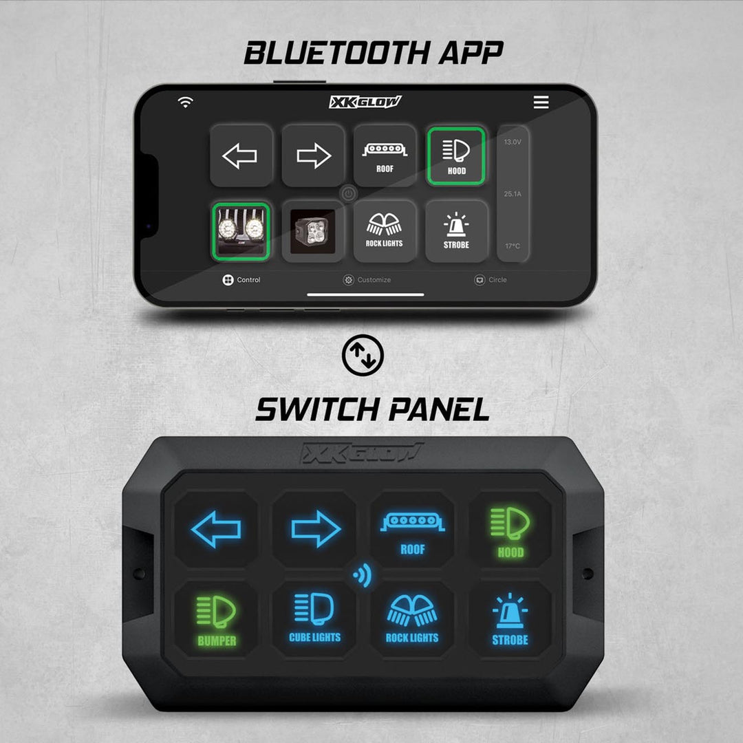 XKGlow XK-CMD-KIT XKcommand Off-road Bluetooth Switch Panel with Bluetooth-Controlled App