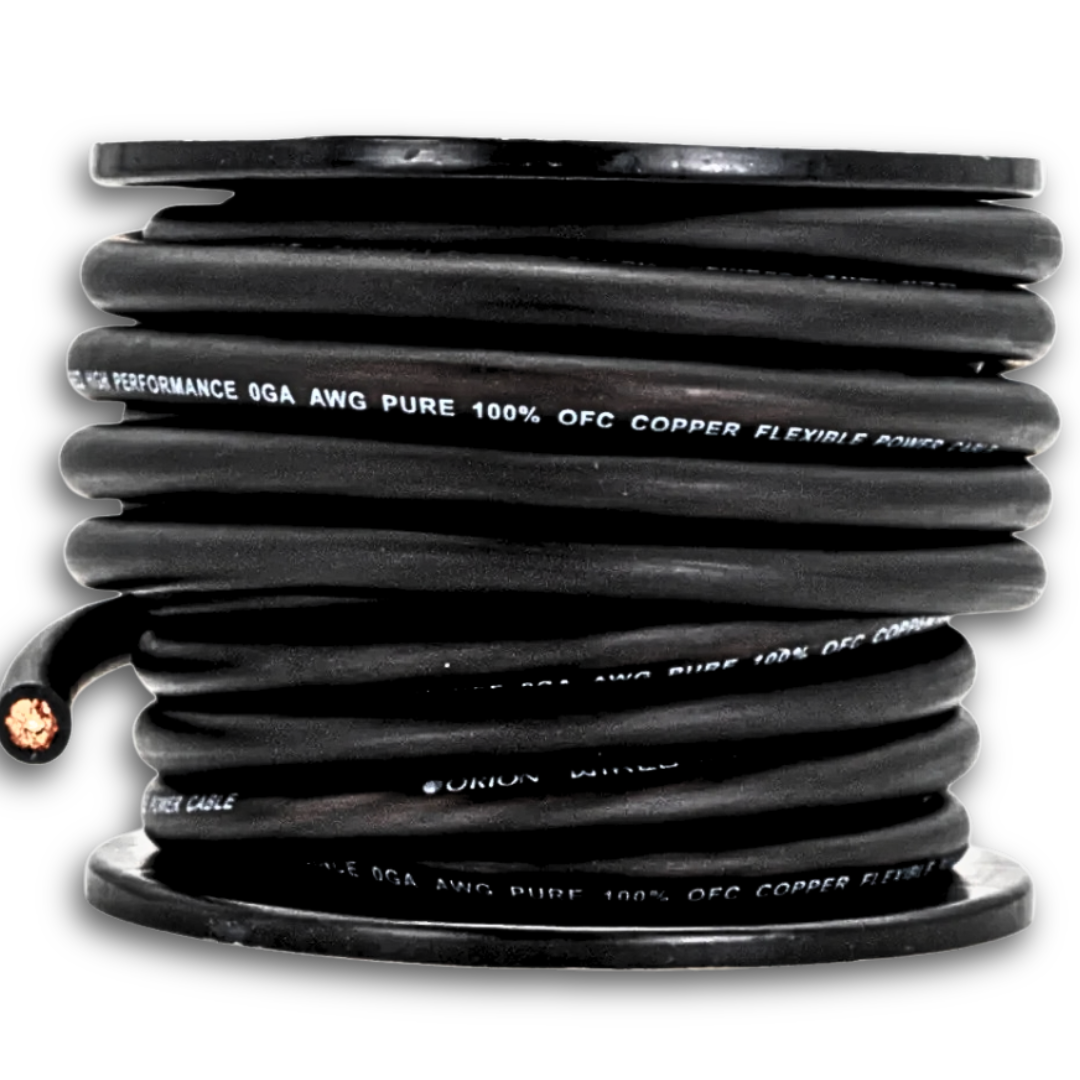 Orion Black 1/0 Gauge OFC Copper Power or Ground Wire - 50 Foot Roll