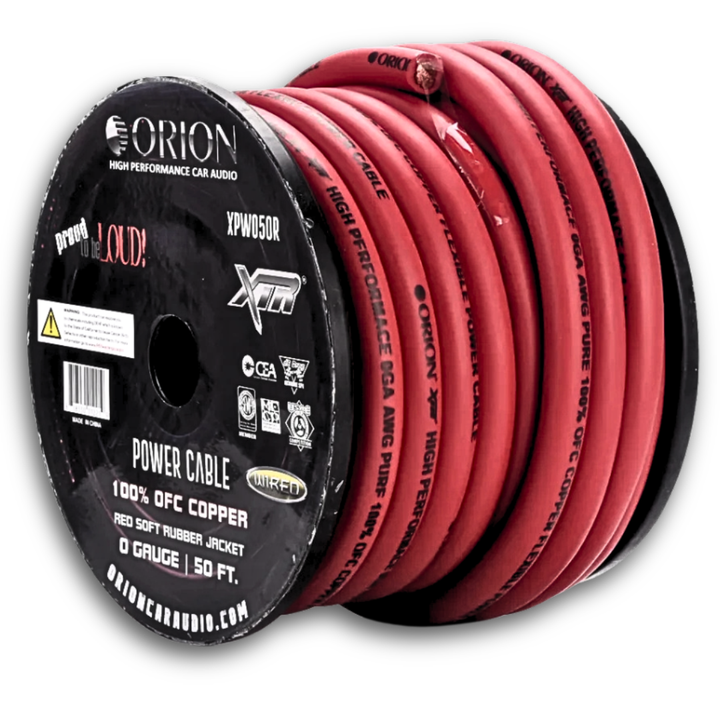Orion Red 1/0 Gauge OFC Copper Power or Ground Wire - 50 Foot Roll