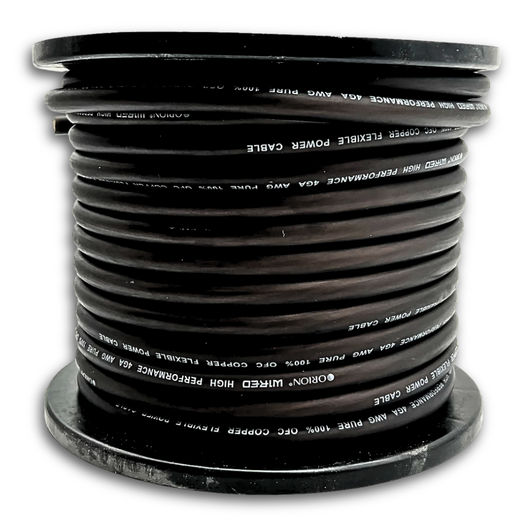 Orion Black 4 Gauge OFC Copper Power or Ground Wire - 100 Foot Roll